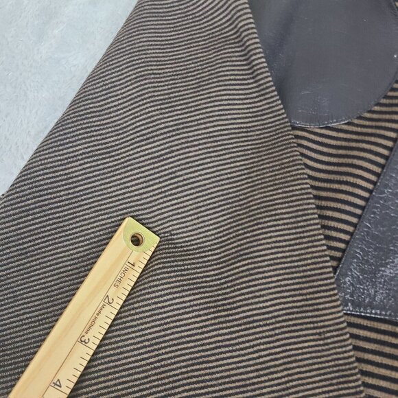 Pom Pom Frank Owen Vintage Sweater Wool Leather Batwing Sleeve Brown‎ Black Sz S - Picture 5 of 15